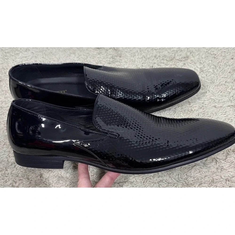 Moretti Gold Label Black Embossed Patent Leather Dress Shoes Mens 15 Formal Wear